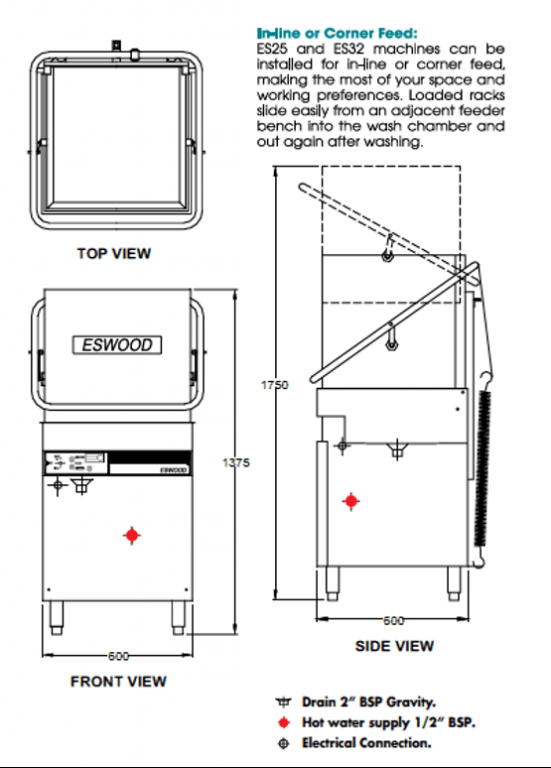 Eswood WSES25 / ES32 Pass through dishwasher Warewashing Solutions